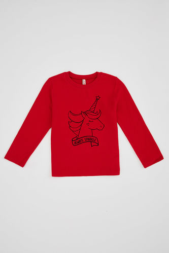 Girl Unicorn Print Knitted Sweatshirt