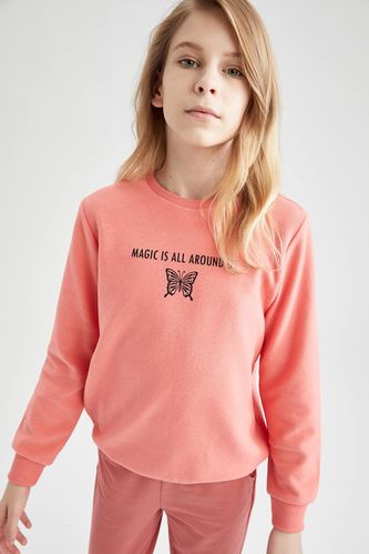 Girl Printed Text Thessaloniki Fabric Sweatshirt