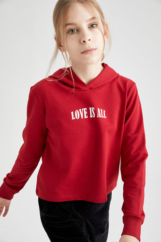 Girl Printed Text Sweatshirt