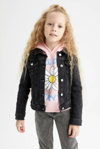 Kid Girl Printed Sequins Denim Jacket Parka Trench Coat Jeans Cowboy  Overcoat | eBay