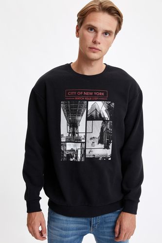 Oversize Crew Neck New York Print Sweatshirt