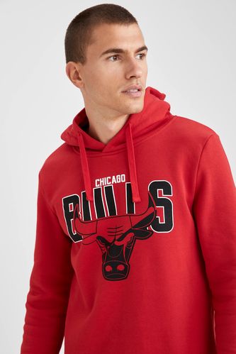 NBA Chicago Bulls Lisanslı Kapüşonlu Uzun Kollu Sweatshirt