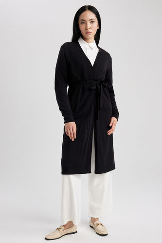 Relax Fit Belted Longline Cardigan