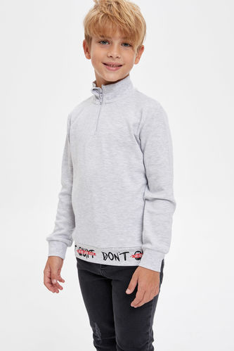 Boy Basic Turtleneck Zippered Sweatshirt