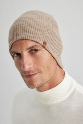 HOMME Beige Bonnet d'hiver