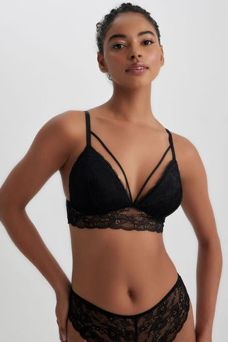 Black WOMAN Strappy Full Padded Lace Bra 2431874