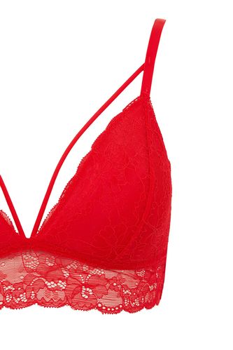 Red Woman Lace Strappy Triangle Bralette 2336227