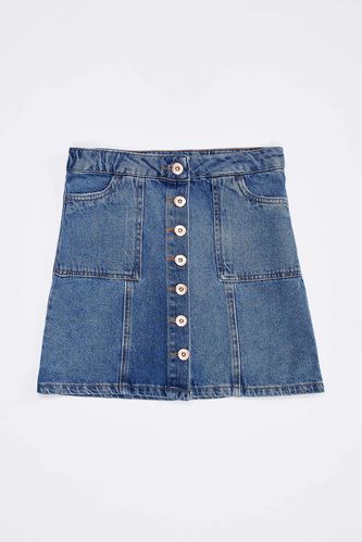 Girl Buttoned Denim Skirt