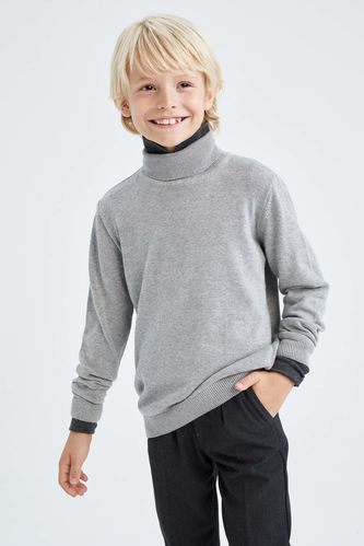 Boy Slim Fit Turtleneck Knitwear Sweater