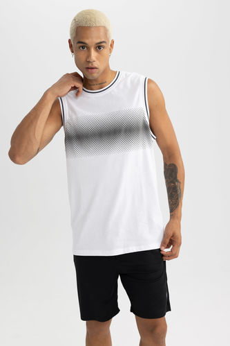 Regular Fit Printed Sleeveless T-Shirt