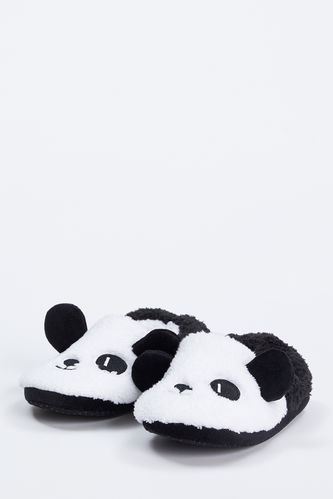 Erkek Çocuk Panda Figürlü Pelüş Ev Ayakkabısı