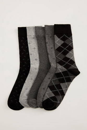 Erkek Pamuklu Desenli 5'li Soket Çorap