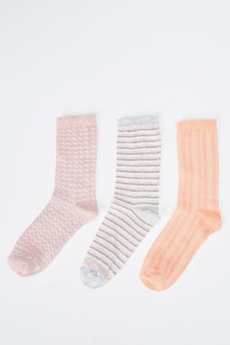 Desenli 3'lü Soket Çorap