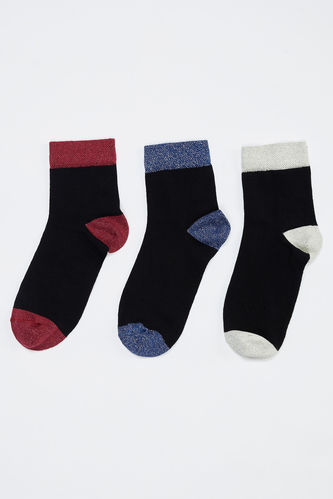 Kadın Renk Bloklu 3'lü Soket Çorap