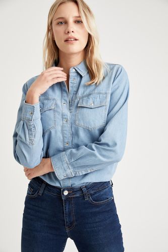 Long Sleeve Jean Shirt with double pockets