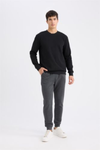Slim Fit Dar Kesim İnce Jogger Eşofman Altı Basic Düz Pike Beli Bağcıklı Lastikli Paça Cepli