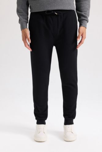 Slim Fit Dar Kesim Jogger Eşofman Altı Basic Düz Pike Beli Bağcıklı Lastikli Paça Cepli