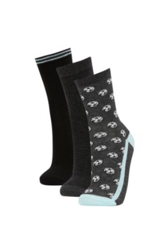 BOYS & TEENS Black Boys Cotton 3-pack Long Socks