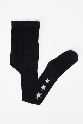 Kız Çocuk Yıldız Baskılı Külotlu Çorap