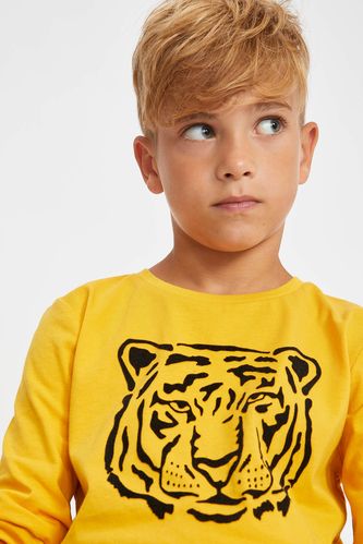 Boy Boy'S Tiger Printed Long Sleeve T-Shirt