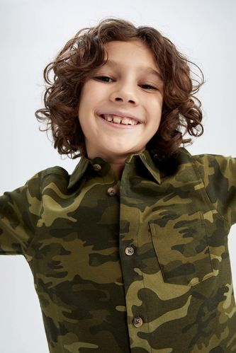 Boy Camo Print Long Sleeve Shirt Jacket