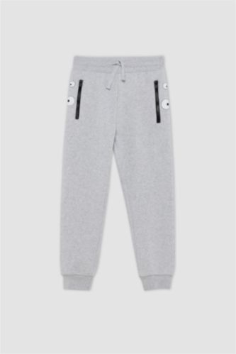 BOYS & TEENS Light Grey Melange Regular Fit Trousers