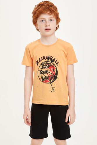 Erkek Çocuk Basketbol Baskılı Tişört Ve Şort Pijama Takım