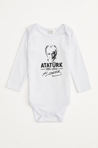 Erkek Bebek 23 Nisan Atatürk Baskılı Yeni Doğan Pamuklu Çıtçıtlı Body