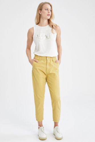 ASOS DESIGN paper bag waist pants in mustard | ASOS