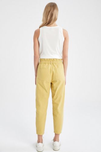 Straight paperbag trousers with high waist, length 29.5