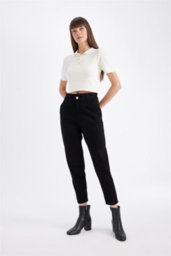 WOMAN Black Paperbag Waist Paperbag Fit Trousers