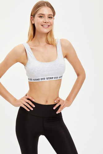 Printed Rubber Detailed Sports Bra