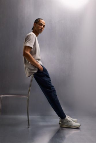 Erkek Lacivert Slım Fıt Standart Paça Jogger