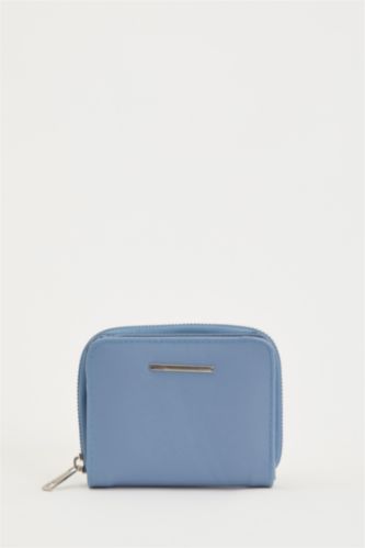 Kadın Açık Mavi Kadın Fermuarlı Suni Deri Cüzdan