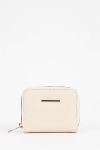 Kadın Koyu Bej Kadın Fermuarlı Suni Deri Cüzdan