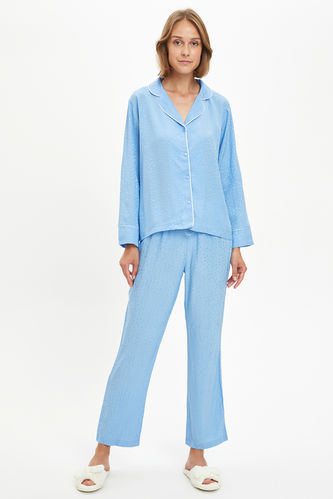 Şerit Detaylı Gömlek Tasarımlı Pijama Takımı