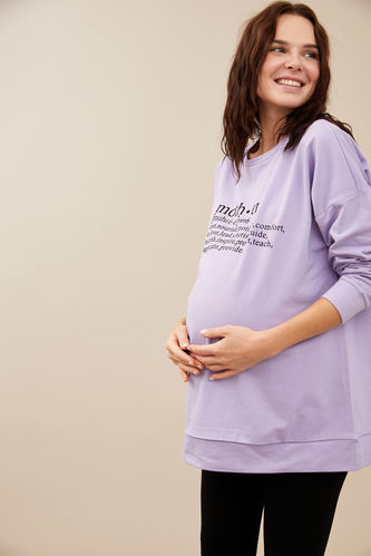Oversize Text Print Maternity Sweatshirt