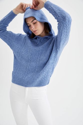 Relax Fit Hooded Knit Jumper