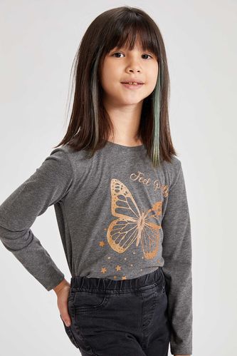 Girl Child Butterfly Printed Bodysuit