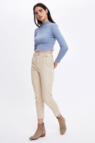 Mom Fit Belted Trousers