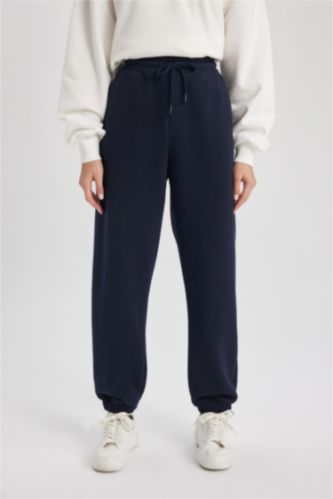 WOMAN NAVY Jogger Standard Fit Thick Sweatshirt Fabric Trousers