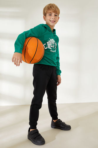 Erkek Çocuk NBA Lisanlı Boston Celtics Baskılı Kapüşonlu İçi Yumuşak Tüylü Sweatshirt