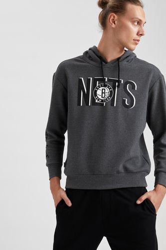 DeFactoFit NBA Brooklyn Nets Lisanslı Oversize Fit Sweatshirt