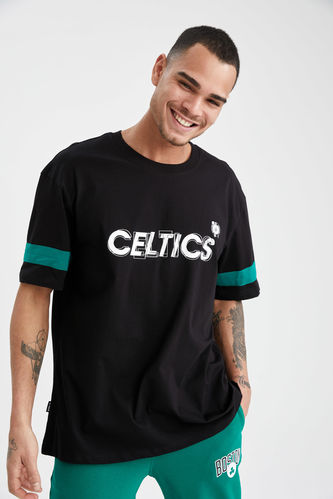 DeFactoFit NBA Boston Celtics Lisanslı Oversize Fit Bisiklet Yaka Baskılı Tişört
