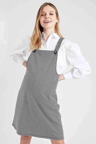 Checkered Patterned Maternity Overalls