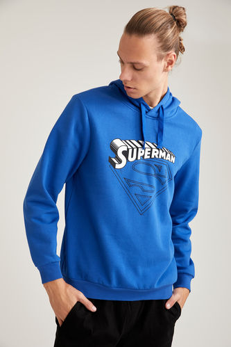 Superman Lisanslı Slim Fit Uzun Kollu İçi Yumuşak Tüylü Sweatshirt