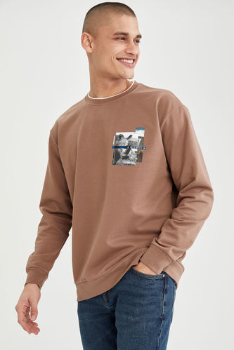 Oversized Fit Printed Long Sleeve Sweatshirt
