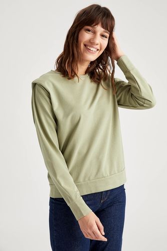 Long Sleeve Knitted With Shoulderpads T Shirt