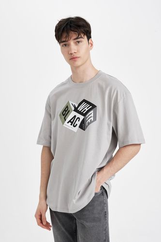 Oversized Printed Cubes Cotton T-Shirt