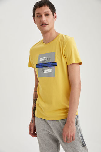 Short-Sleeved Slim Fit Crew Neck Future Process Print T-Shirt